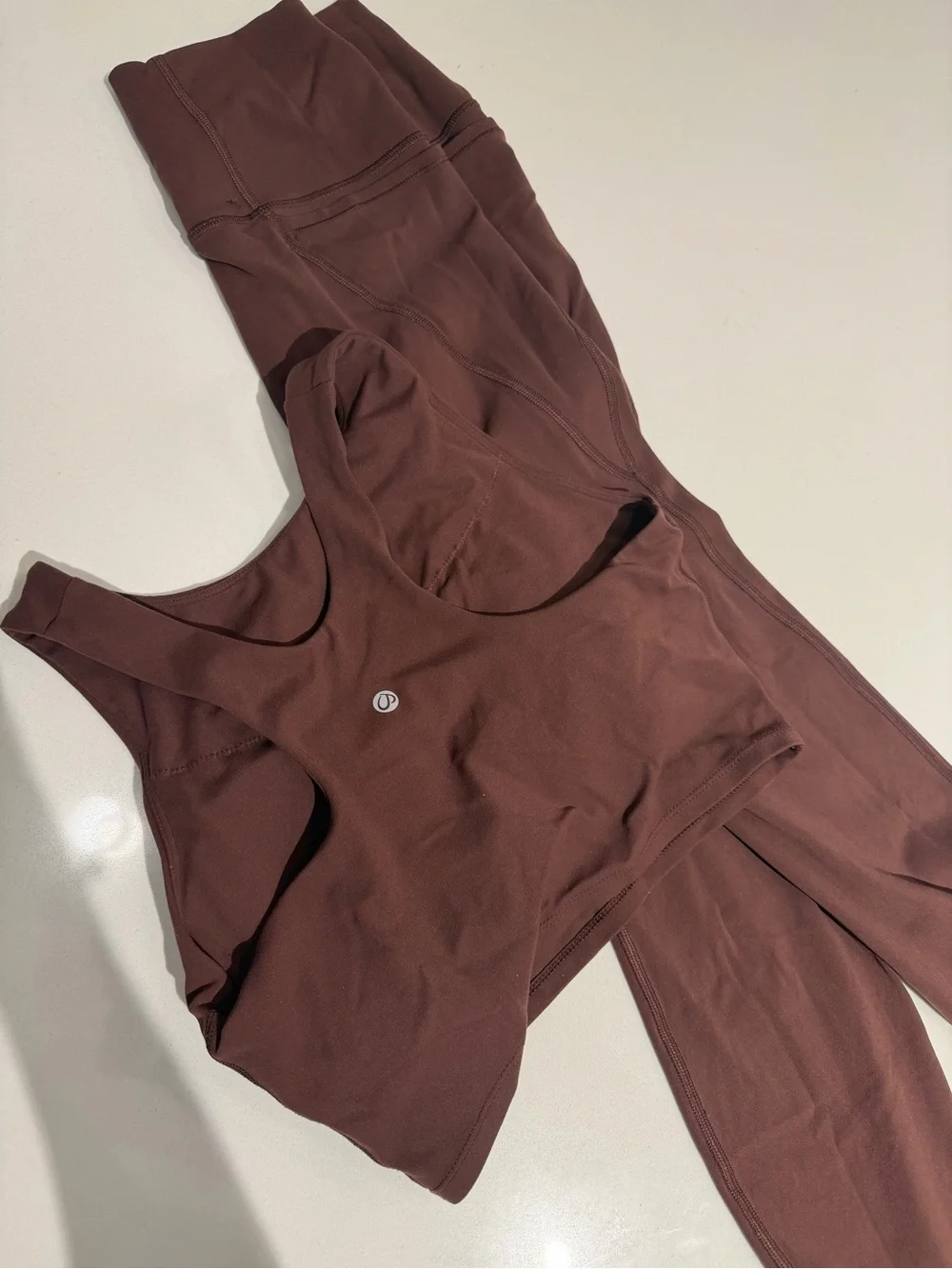 Buttery Soft Brown Workout Set | Matching Leggings + Crop Tank Small - Picture 4 of 4